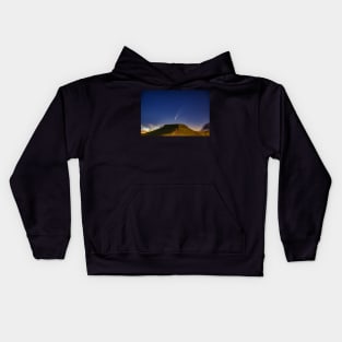 Comet NEOWISE and Noctilucent cloud over Corn Du in the Brecon Beacons National Park, Wales Kids Hoodie